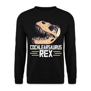 Deaf Pride Cochlear Implant Dinosaur Trex - Unisex Sweatshirt - black - Front - Alina (178cm) & Michal (187cm)
