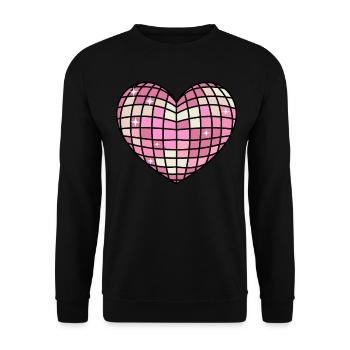 Dänische Pastell-Ästhetik Herz Disco Ball - Unisex Pullover - Schwarz - Vorne - Alina (178cm) & Michal (187cm)