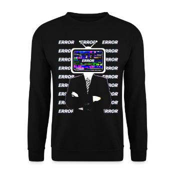 Weirdcore Ästhetik TV Kopfstörung - Unisex Pullover - Schwarz - Vorne - Alina (178cm) & Michal (187cm)