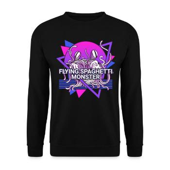 Spaghetti volant monstre FSM Pastafarian rétro - Sweat-shirt Unisexe - noir - Devant - Alina (178cm) & Michal (187cm)