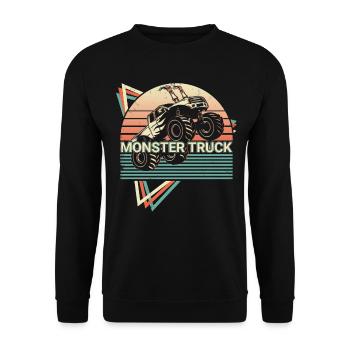 Monster Truck Retro - Unisex Sweatshirt - black - Front - Alina (178cm) & Michal (187cm)
