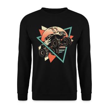 Monster Truck Retro - Unisex Sweatshirt - black - Front - Alina (178cm) & Michal (187cm)