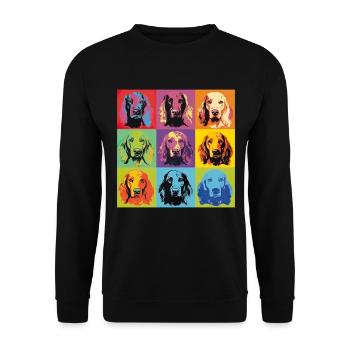 Irish Red Setter Hund Hunderasse Pop Art - Unisex Pullover - Schwarz - Vorne - Alina (178cm) & Michal (187cm)