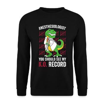 Anästhesist Siehe meine K.O. Akte Anästhesiologie - Unisex Pullover - Schwarz - Vorne - Alina (178cm) & Michal (187cm)