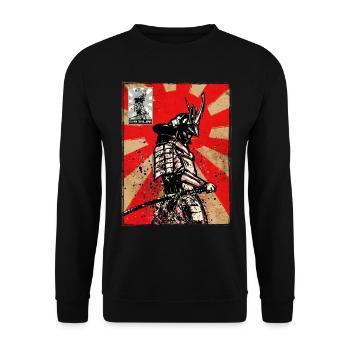 Samurai Stempel Japanische Kunst Krieger - Unisex Pullover - Schwarz - Vorne - Alina (178cm) & Michal (187cm)