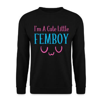 I'm a cute little femboy UwU Crossdressing - Unisex Sweatshirt - black - Front - Alina (178cm) & Michal (187cm)