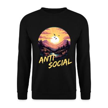 Antisozial Wandern Wanderung für eine Wanderer - Unisex Pullover - Schwarz - Vorne - Alina (178cm) & Michal (187cm)