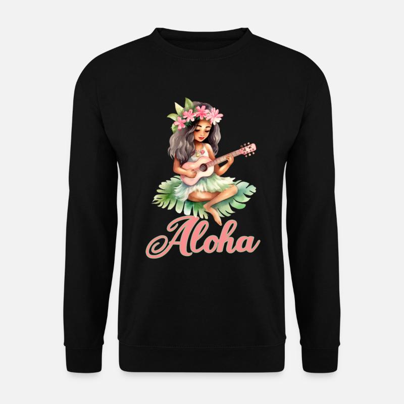 Urlaub Polynesier Strand Ukulele - Unisex Pullover - Schwarz