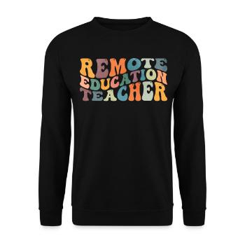 Groovy Remote Education Teacher Fernunterricht - Unisex Pullover - Schwarz - Vorne - Alina (178cm) & Michal (187cm)
