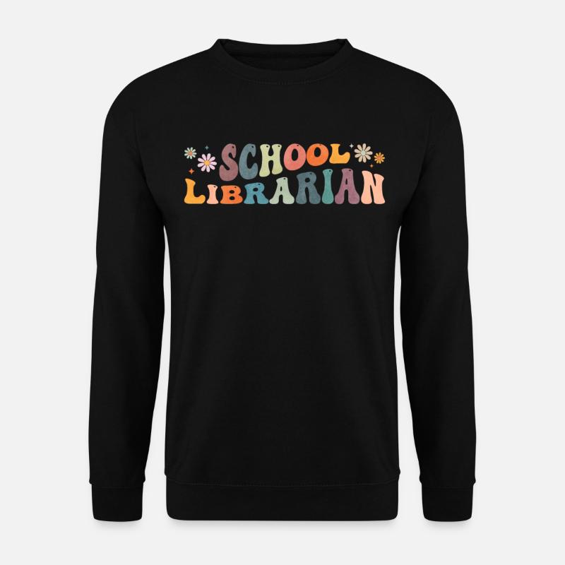 Groovy School Librarian Lesender Bücherwurm - Unisex Pullover - Schwarz
