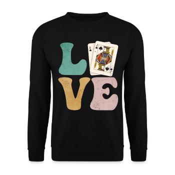 Blackjack Glücksspiel Karten - Unisex Pullover - Schwarz - Vorne - Alina (178cm) & Michal (187cm)