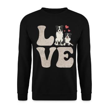 Border Collie Hund - Unisex Pullover - Schwarz - Vorne - Alina (178cm) & Michal (187cm)