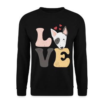 Bull Terrier Hund - Unisex Pullover - Schwarz - Vorne - Alina (178cm) & Michal (187cm)