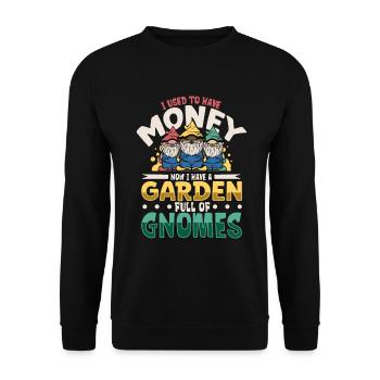 Ich habe einen Garten voller Gartenzwerge - Unisex Pullover - Schwarz - Vorne - Alina (178cm) & Michal (187cm)