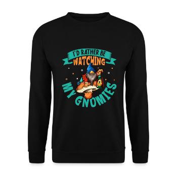 Ich geh lieber Gartenzwerge beobachten - Unisex Pullover - Schwarz - Vorne - Alina (178cm) & Michal (187cm)