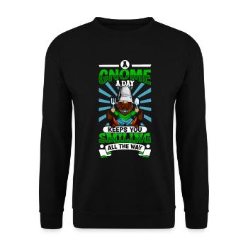 A garden gnome a day - garden gnome - Unisex Sweatshirt - black - Front - Alina (178cm) & Michal (187cm)
