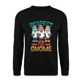 Respektiere den Gartenzwerg - Unisex Pullover - Schwarz - Vorne - Alina (178cm) & Michal (187cm)
