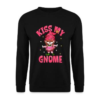 Küss meinen Gartenzwerg - Unisex Pullover - Schwarz - Vorne - Alina (178cm) & Michal (187cm)