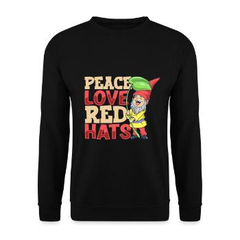 Peace Love Red Hats - Garden Gnome - Unisex Sweatshirt - black - Front - Alina (178cm) & Michal (187cm)