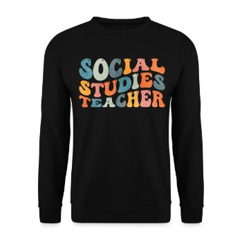 Groovy Social Studies Teacher History Lesson - Unisex Sweatshirt - black - Front - Alina (178cm) & Michal (187cm)