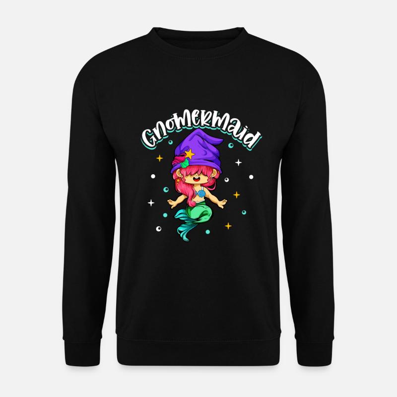 Gnom Meerjungfrau - Gartenzwerg - Unisex Pullover - Schwarz
