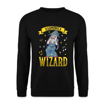 Harmonica Wizard - Mundharmonika - Unisex Pullover - Schwarz - Vorne - Alina (178cm) & Michal (187cm)