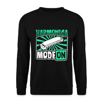 Harmonika Modus An - Mundharmonika - Unisex Pullover - Schwarz - Vorne - Alina (178cm) & Michal (187cm)