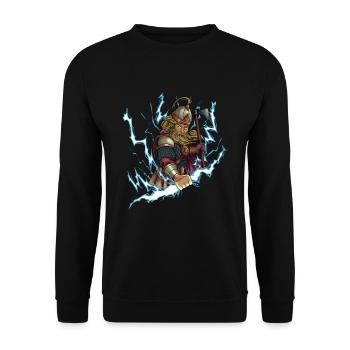 Slavic god Perun - Unisex Sweatshirt - black - Front - Alina (178cm) & Michal (187cm)