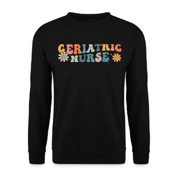 Groovy Geriatric Nurse Nursing - Unisex Sweatshirt - black - Front - Alina (178cm) & Michal (187cm)