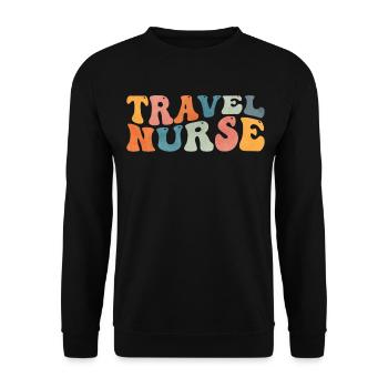 Groovy Travel Nurse Transport Krankenpflege - Unisex Pullover - Schwarz - Vorne - Alina (178cm) & Michal (187cm)