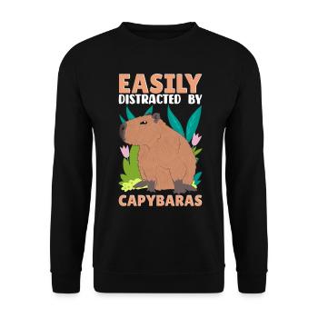 Funny Easily distracted by capybaras - Unisex Sweatshirt - black - Front - Alina (178cm) & Michal (187cm)