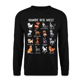 Hunde der Welt - verschiedene Hunderassen - Unisex Pullover - Schwarz - Vorne - Alina (178cm) & Michal (187cm)
