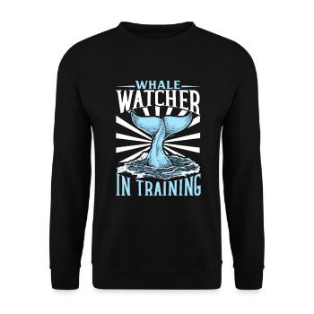 Whale Watcher in Training - Whale Watching - Unisex Sweatshirt - black - Front - Alina (178cm) & Michal (187cm)