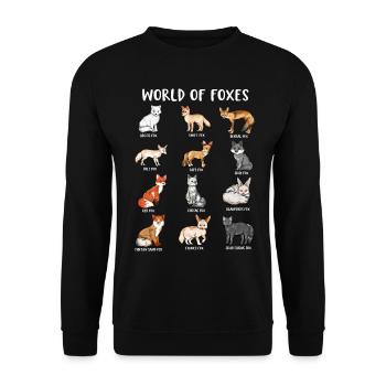 Many species of foxes - World of Foxes - Unisex Sweatshirt - black - Front - Alina (178cm) & Michal (187cm)
