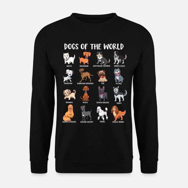Kawaii Cartoon Hunderassen - Unisex Pullover - Schwarz