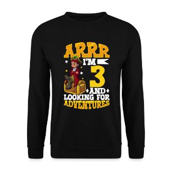 Ich bin 3 - Jungen Pirat - Unisex Pullover - Schwarz - Vorne - Alina (178cm) & Michal (187cm)