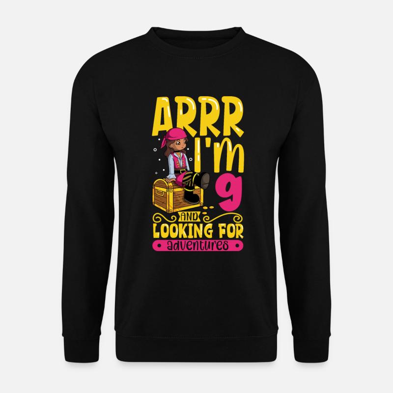 Ich bin 9 - Mädchen Pirat - Unisex Pullover - Schwarz