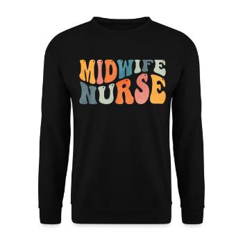 Groovy Hebamme Krankenschwester Labor Entbindung K - Unisex Pullover - Schwarz - Vorne - Alina (178cm) & Michal (187cm)