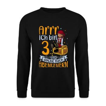 Ich bin 3 - Mädchen Pirat - Unisex Pullover - Schwarz - Vorne - Alina (178cm) & Michal (187cm)