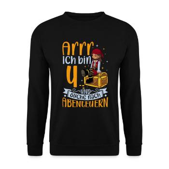 Ich bin 4 - Mädchen Pirat - Unisex Pullover - Schwarz - Vorne - Alina (178cm) & Michal (187cm)