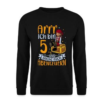 Ich bin 5 - Mädchen Pirat - Unisex Pullover - Schwarz - Vorne - Alina (178cm) & Michal (187cm)