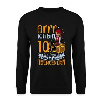 Ich bin 10 - Mädchen Pirat - Unisex Pullover - Schwarz - Vorne - Alina (178cm) & Michal (187cm)