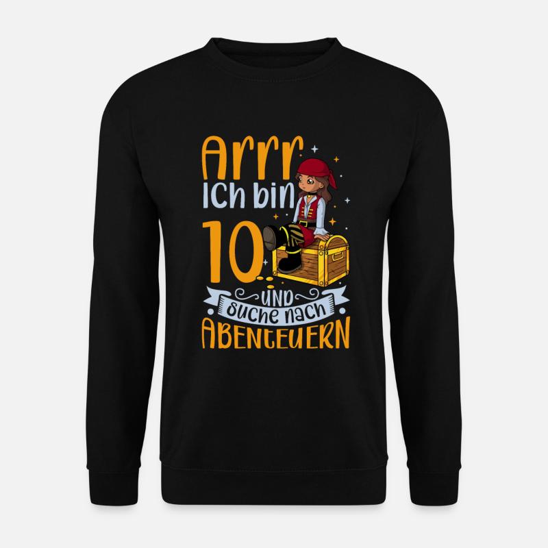 Ich bin 10 - Mädchen Pirat - Unisex Pullover - Schwarz
