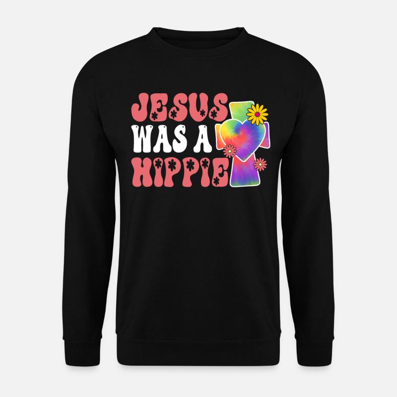 Groovy Frieden Liebe Christliches Kreuz - Unisex Pullover - Schwarz