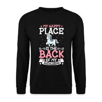 Mein Lieblingsplatz - Andalusian - Unisex Pullover - Schwarz - Vorne - Alina (178cm) & Michal (187cm)