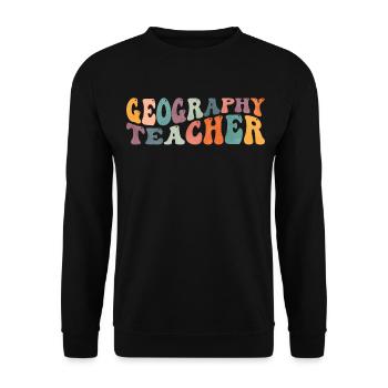 Groovy Geography Teacher Geographer Map Lesson - Sweat-shirt Unisexe - noir - Devant - Alina (178cm) & Michal (187cm)