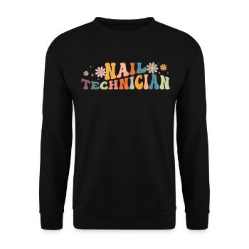 Groovy Nail Technician Nail Tech Manicurist - Unisex Pullover - Schwarz - Vorne - Alina (178cm) & Michal (187cm)