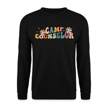 Groovy Camp Counselor Directeur Camping Camper - Sweat-shirt Unisexe - noir - Devant - Alina (178cm) & Michal (187cm)