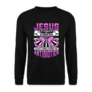 Jesus forgives sinners - nurses in the penitentiary system - Unisex Sweatshirt - black - Front - Alina (178cm) & Michal (187cm)
