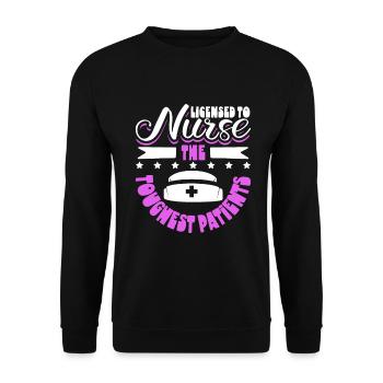 Permis de soins - infirmière en prison - Sweat-shirt Unisexe - noir - Devant - Alina (178cm) & Michal (187cm)